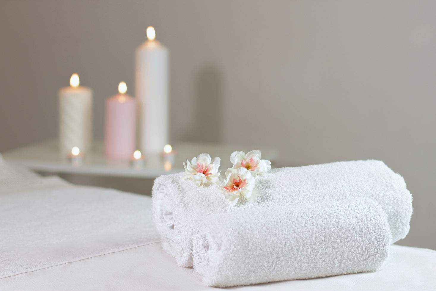 Massage Table with Towels and Candles
